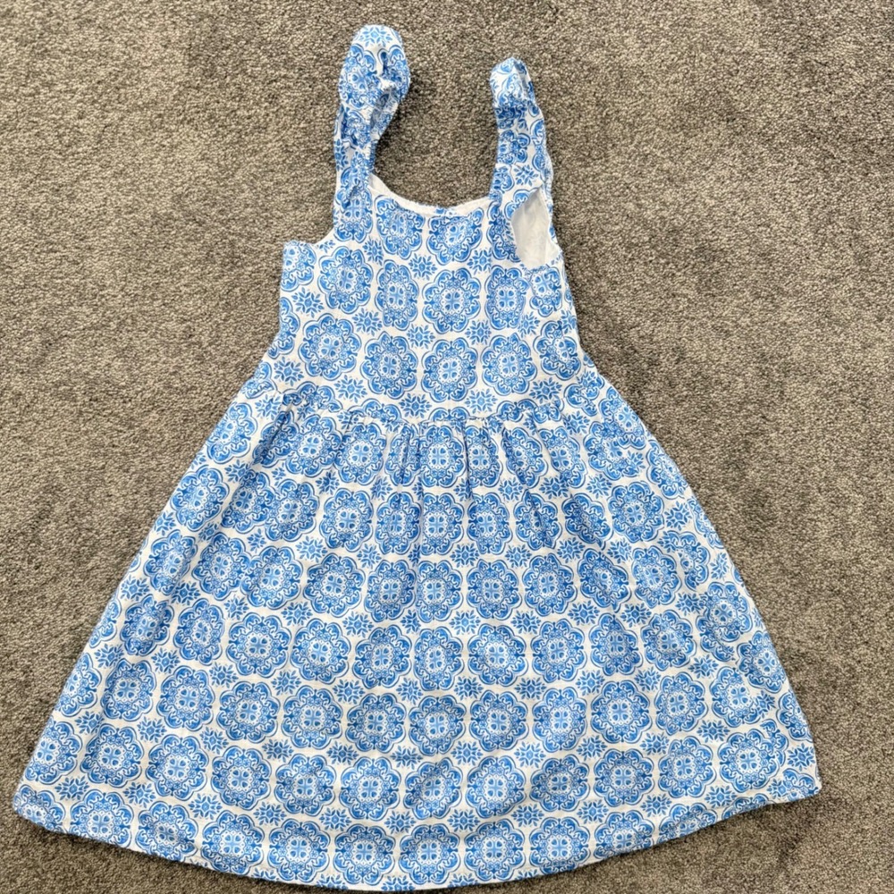 Paisley Lane Girls Blue White Medallion Tile Print Cotton Dress 10 Sleeveless